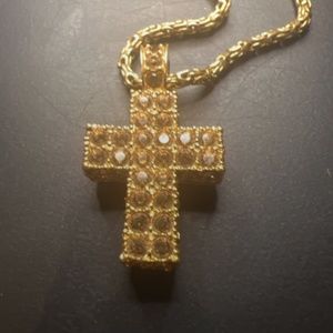 Swarovski gold cross pendant & chain